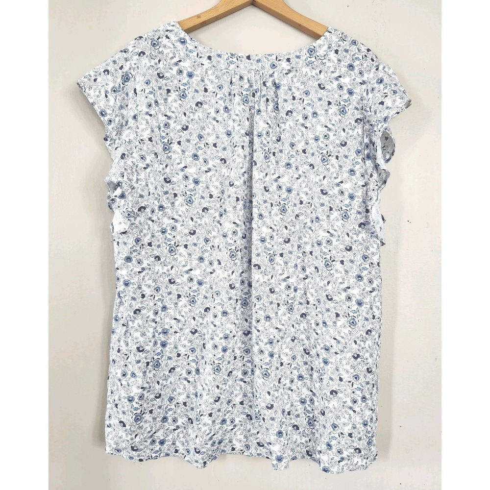 JNY Jones New York Womens 2X Floral Flutter Sleeve V Neck Top Blouse Shirt - Picture 4 of 5